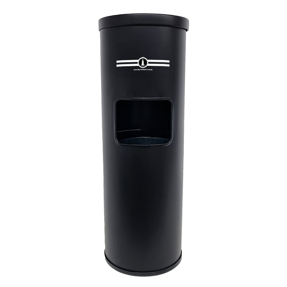 Black powder coated free standing antibacterial wipes dispenser