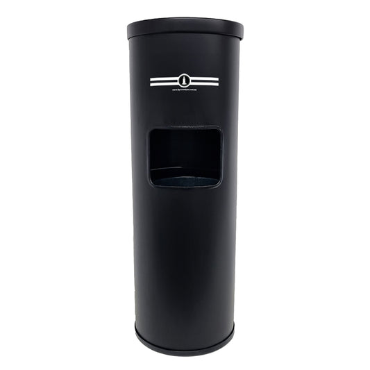 Black powder coated free standing antibacterial wipes dispenser